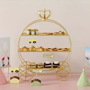 Goldene Krone Dreistöckige Etagere für Hochzeiten und Partys, Weißer Gebäckständer mit Ornament für Desserttisch-Dekoration - Product Image 5