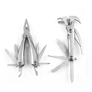 Stainless steel folding 2 PCS multi functional pliers claw hammer outdoor camping power tool set