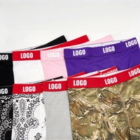 Boxers pour hommes 100% coton, lot de 2, sans couture, séchage rapide, taille haute, sous-vêtements avec ceinture élastique à logo