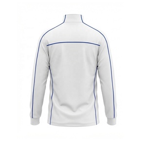 Survêtement d'entraînement personnalisé blanc et bleu à motifs géométriques |   Ensemble d'entraînement de football à demi-zip OEM ODM - Product Image 4