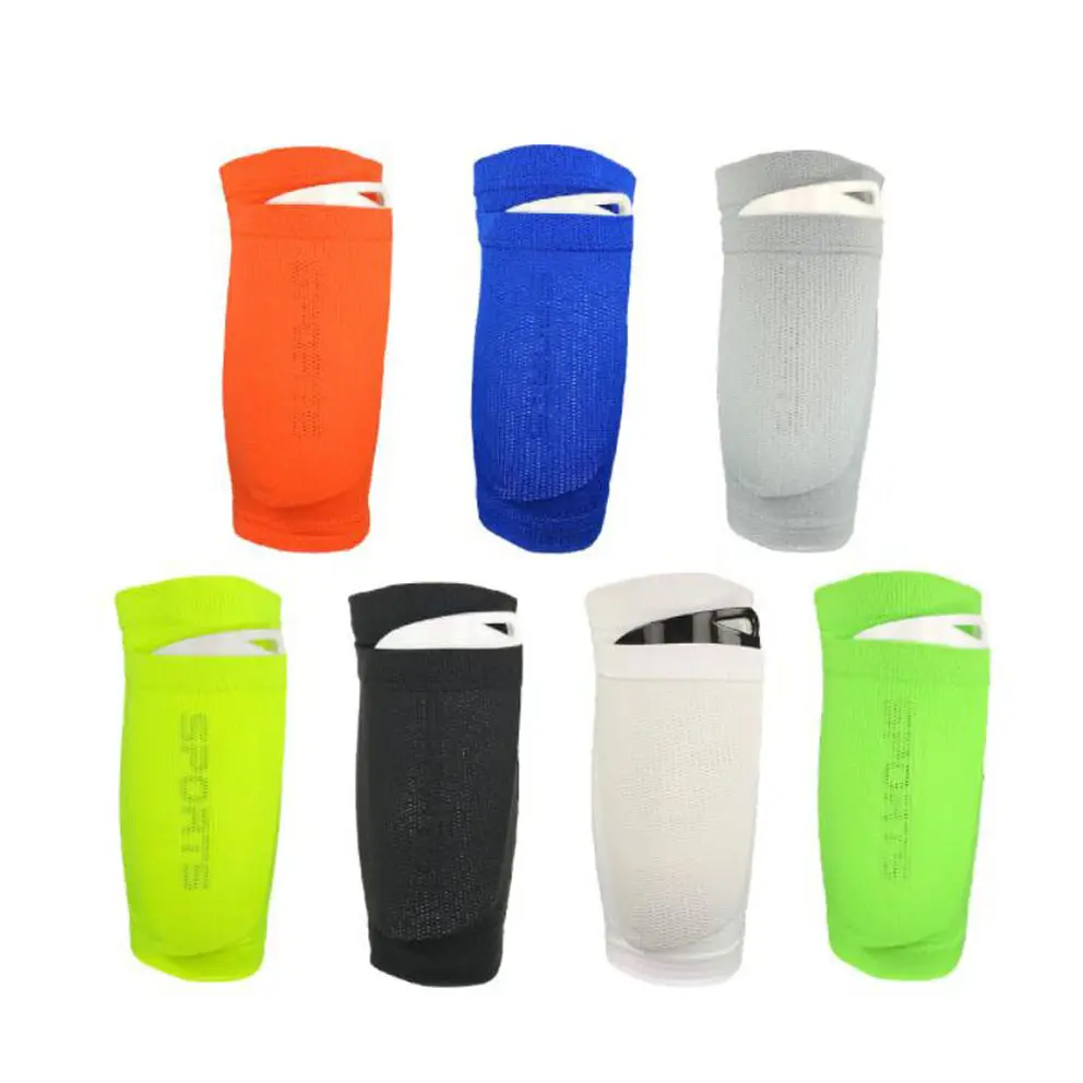 Wholesale shin guard socks value colors football soccer shin guard sleeves with pocket