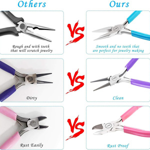 Ensemble de pinces à bijoux LAVIE MOT, 6 pièces, 30 cm, acier à haute teneur en carbone, antidérapant, outils d'artisanat DIY - Product Image 2