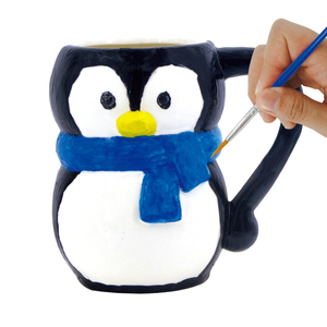 Tranh đồ chơi cho trẻ em chim cánh cụt hình dạng Mug gốm để sơn DIY Mug sơn Kit - Product Image 4
