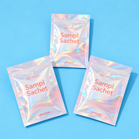 Sachet d'emballage en Mylar personnalisé imprimé holographique, plat, à trois soudures latérales, pour échantillons, mini et petit format