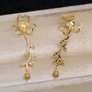 เครื่องประดับมุกบาโรก ต่างหูเงินแท้ S925 ลายเปลือกหอย พร้อมอุปกรณ์ DIY ขนาด 11-14 มม. รุ่น JG6014 ลายตารางเพชร บรรจุในถุง - Product Image 3