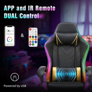 GT Racne Paiements gratuits Chaises de jeu LED RGB Sillas <span class=keywords><strong>Gamer</strong></span> avec lumières RVB et haut-parleurs <span class=keywords><strong>Bluetooth</strong></span> Repose-pieds Chaises d'ordinateur de bureau - Product Image 6