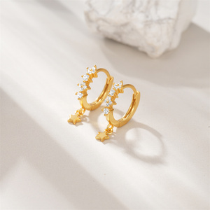 ROXI 925 Sterling <b>Silver</b> Inlaid Zircon Star huggies <b>Hoop</b> <b>Earrings</b> - Product Image 6