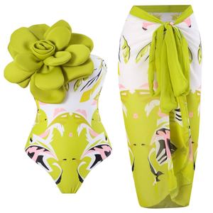 Traje de Baño Personalizado con Estampado Floral 3D, Conjunto de Traje de Baño de Una Pieza y Falda para Mujer, Bikini, Ropa de Playa - Product Image 2