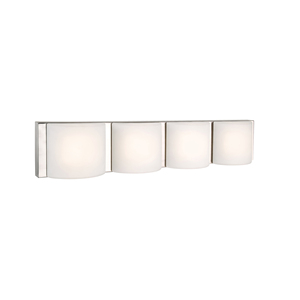 Un design simple et élégant, avec une finition nickel brossé et un luminaire de vanité en verre. - Product Image 2