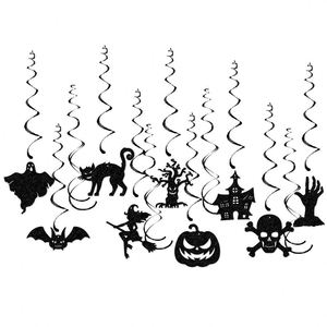 Offre Spéciale : Décorations Suspendues Spirales d'Halloween – Fantôme, Citrouille et Sorcière pour Fêtes et Lieux de Cérémonies Funéraires - Product Image 6