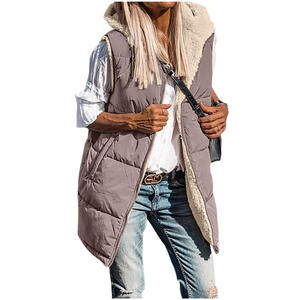 Pour <span class=keywords><strong>Amazon</strong></span> nouvelle veste rembourrée en coton à capuche européenne américaine <span class=keywords><strong>gilet</strong></span> Double face porter <span class=keywords><strong>chaud</strong></span> Cardigan imperméable coupe-vent manteau - Product Image 3