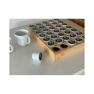 Gran oferta, bandeja de almacenamiento de tazas de madera personalizada, inserto de cajón o organizador de encimera, bandeja de almacenamiento de tazas para cápsulas de café Keurig