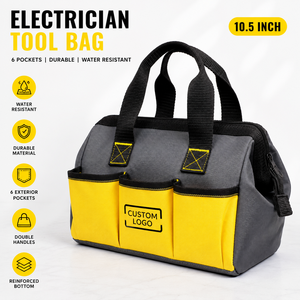 Bolsa de Herramientas para Electricista Resistente con Logotipo Personalizado, 10.5 Pulgadas, Poliéster Resistente al Agua, 6 Bolsillos, Organizador de Almacenamiento de Herramientas de Trabajo - Product Image 1