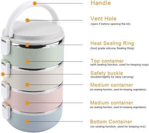 Stainless Steel Insulated Bento <b>Lunch</b> <b>Box</b> Kids Student Children Adult Tiffin <b>Lunch</b> <b>Box</b> With <b>Lunch</b> <b>Box</b> Compartments - Product Image 3