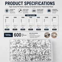 Kit de 600 attaches-câbles ronds en acier avec vis