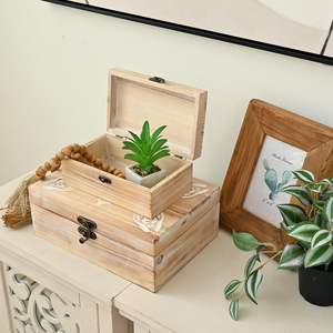 Caja <span class=keywords><strong>de</strong></span> almacenamiento <span class=keywords><strong>de</strong></span> Cofre del Tesoro <span class=keywords><strong>de</strong></span> <span class=keywords><strong>madera</strong></span> con tapa con bisagras, cajas <span class=keywords><strong>de</strong></span> artesanía vintage grandes, cesta <span class=keywords><strong>de</strong></span> maletero para hombres, niños, joyería, hogar - Product Image 4