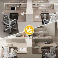 BGZ-205X Bureau de personnel en bois en forme de T pour six personnes avec écran de séparation, combinaison table et chaises de bureau