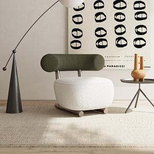 Italian Style Single Sofa Chair Lamb Wool Modern Chaise Lounge Living Room Designer Furniture - Product Image 1