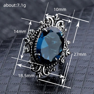Anello a Specchio Blu Reale per Donne, Gioiello da Dito Vintage e Distintivo - Product Image 4