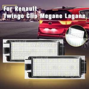 ไฟส่องป้ายทะเบียนรถยนต์แบบ LED 18 ดวง 2 ชิ้น สำหรับรถยนต์เรโนลต์ เมแกน 2 คลีโอ ลากูน่า 3 เมแกน 3 ทวิงโก มาสเตอร์ เวล ซาติส - Product Image 2