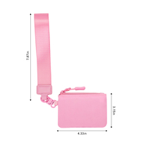 Dompet Mini Wanita Mewah Bahan Nilon dengan Ritsleting, Kantong Koin, Kantong Transparan, Gantungan Kunci Pergelangan Tangan, Tempat Kartu
