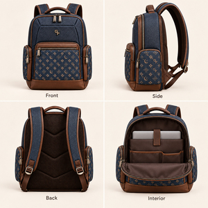 Mochila Ejecutiva de Lujo para Hombre, Personalizable con Logotipo, de Cuero PU, para Viajes y Uso Diario, con Costuras a Color, OEM - Product Image 2