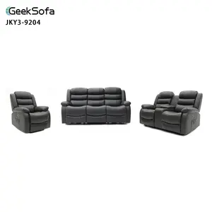 Geeksofa 3 + 2 + 1 Modern Air Leather Power Electric Motion Juego de sofá reclinable con consola y masaje para muebles de sala de estar