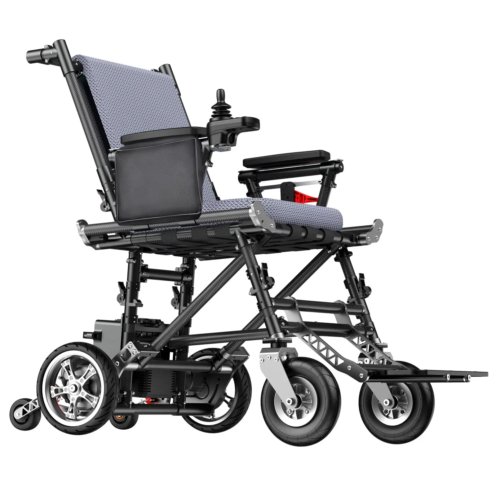 كرسي متحرك كهربائي قابل للطي خفيف الوزن مع مقود عصا التحكم الكهربائي لكراسي متحركة