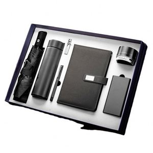 Coffret Cadeau Promotionnel Annuel Personnalisé : Power Bank Sans Fil, Bloc-Notes, Parapluie, Stylo à Bille A6 Couleur Unie, Design Flash Sous Vide – Idéal Thanksgiving - Product Image 1
