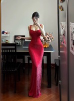 Haut de gamme Chic Vestidos col en U Sexy licou moulante dos nu perlé hanche Wrap robe de soirée robes d'été robes de soirée pour femmes