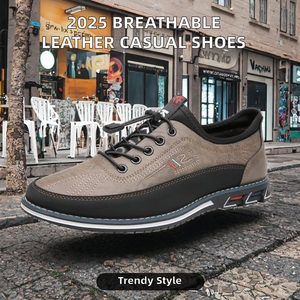 Chaussures de sport décontractées pour hommes 2025, respirantes, en cuir, grande taille, vente en gros transfrontalière, simples, tendance, marche, maille EVA, printemps - Product Image 3