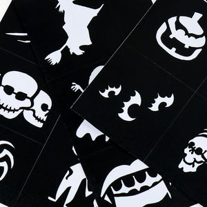 GP PVC Matériel de gros réutilisable auto-adhésif noir tatouage autocollants <span class=keywords><strong>pochoir</strong></span> visage/corps <span class=keywords><strong>peinture</strong></span> aérographe <span class=keywords><strong>peinture</strong></span> paillettes pochoirs - Product Image 6