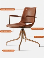 Chaise de salle à manger moderne en acier et cuir, style luxe léger, avec siège pivotant pour la maison, le bureau et la salle à manger