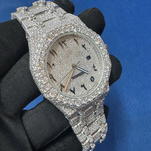 Moissanite Diamond Acero inoxidable Iced Out Hip-Hop Árabe Dial Reloj de pulsera para hombres profesionales Disponible para suministro mundial - Product Image 6
