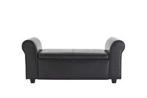 Long Grey Fabric Ottoman <strong>Stool</strong> <strong>with</strong> <strong>Storage</strong> - Product Image 4