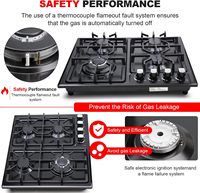 Kompor Gas 24-Inci 4 Tungku Permukaan Stainless Steel Kit Konversi NG/LPG Perlindungan Termokopel Mudah Dibersihkan Tombol Putar Pabrik