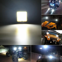 Phare de travail LED carré de 4 pouces, 36W, faisceau combiné, phare antibrouillard LED avec DRL, lumière rouge ambre pour 4x4, VTT, tracteurs tout-terrain, SUV