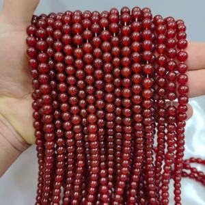 Perles rondes en agate rouge naturelle de 4 mm, 6 mm, 8 mm, 10 mm, 12 mm, qualité A, pierres de cornaline vibrantes, brins pour la fabrication de bijoux, bricolage - Product Image 3