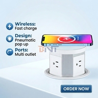 Torre de Enchufes Emergente Personalizada de 3 Tomas en PVC y Aluminio, Toma de Corriente para Mesa de Cocina con Cargador Inalámbrico, Enchufes Emergentes para Escritorio