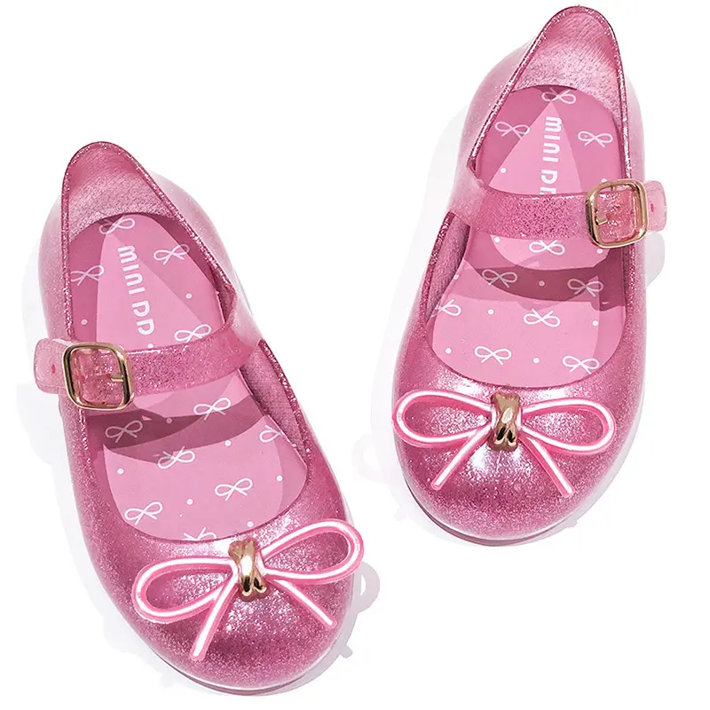 Chaussures plates d'été respirantes pour enfants, sandales de plage de haute qualité personnalisées pour enfants filles chaussures en gelée étincelante