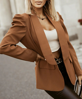 Nouvelle Collection Automne Hiver Tempérament Élégant Quotidien Commutation Couleur Unie Manches À Volants Conception Femmes Costume D'affaires Veste