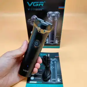 VGR V-319 kafa tıraş makinesi çift folyo tıraş makinesi adam için elektrikli şarj edilebilir jilet tıraş düzeltici