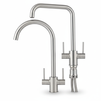 Zhejiang usine mode évier robinet double poignée 304 acier inoxydable rotation mélangeur 2 levier cuisine robinet d'eau côté Spray-ZY-K107L