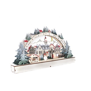 DAMAI Wooden Christmas Village Winter Mantel Decor with LED Light - Product Image 4