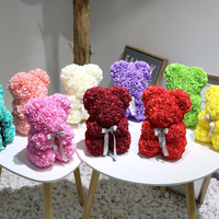 Personnalisable Lovely Mini Bouquet Fleurs Rose Ours en peluche pour cadeau de fête de mariage 25cm Fleurs Pe Rose Ours en peluche avec boîte cadeau