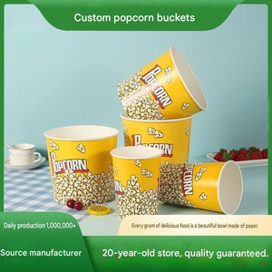 Cubo de papel desechable de 64 oz para palomitas de maíz, de grado alimenticio, moderno, superventas para empaque de snacks en cine. - Product Image 4