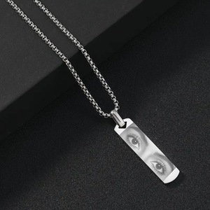 Collana con Ciondolo Personalizzato TD con Foto, Placcato Oro 18K, Acciaio Inossidabile, Forma Oblunga, Catena a Maglie, Classico e di Tendenza, con Numero, Come Regalo - Product Image 3