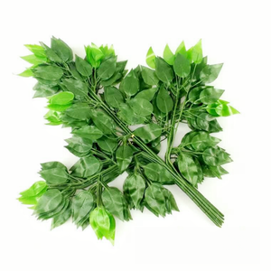 Groene Bladeren Plastic Banyan Bladeren Ficus Tak Voor Landschapsdecoratie Kunstmatige Vetplanten Planten - Product Image 1