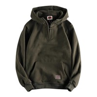 Sweat-shirt à capuche zippé pour homme, personnalisé OEM, en coton épais, style vintage avec patch et poche kangourou, coupe ample
