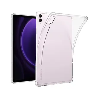 Sarung Bumper kristal bening TPU, pelindung Tablet tahan guncangan untuk Samsung Galaxy Tab S9 FE Plus 2023 A9 A8 S8
